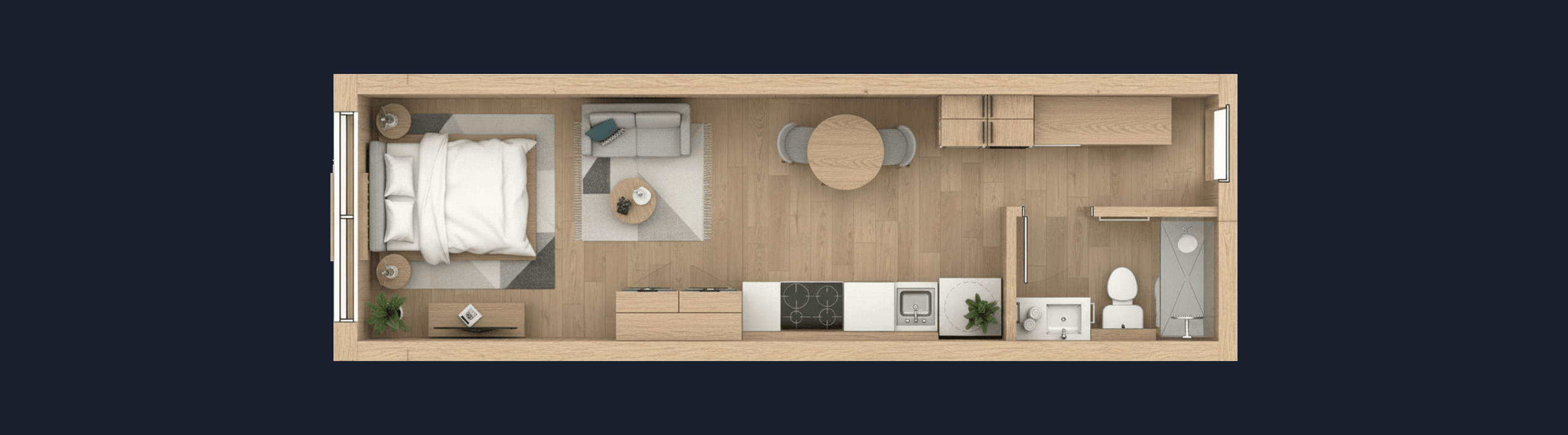 Studio suite, furnished plan render